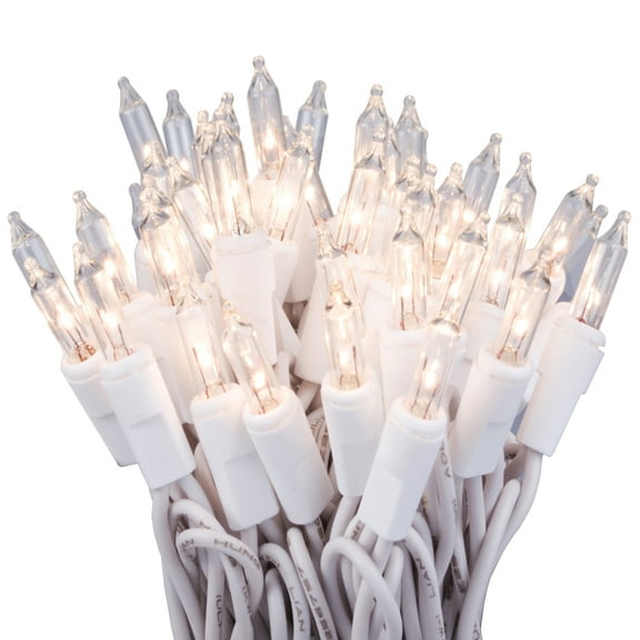 612 Vermont 100 Clear White Christmas Lights on White Wire, Indoor Outdoor Use, 18' Lighted Length, 20' Total Length