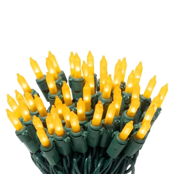612 Vermont 100 LED Gold Frost Christmas Lights on a Green Wire String, UL Approved For Indoor and Outdoor Use, 24.75 Lighted Length, 25.4 Total Length