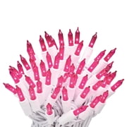 612 Vermont 100 Pink Christmas Lights on a White Wire String, UL Approved, Indoor/Outdoor Use, 18  of Lighted Length, 20  of Total Length