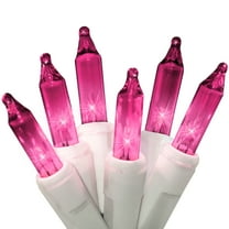 612 Vermont 100 Pink Christmas Lights on a White Wire String, UL Approved, Indoor/Outdoor Use, 18 of Lighted Length, 20 of Total Length