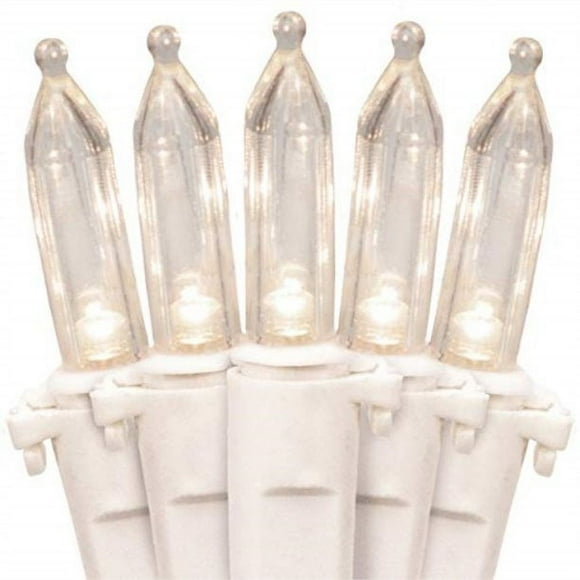 612 Vermont 100 White LED Christmas Lights on a White Wire Cord, UL Approved for Indoor and Outdoor Use, Lighted Length 18.5 Feet, Total Length 20.8 Feet, Connect Up to 27 Sets End to End