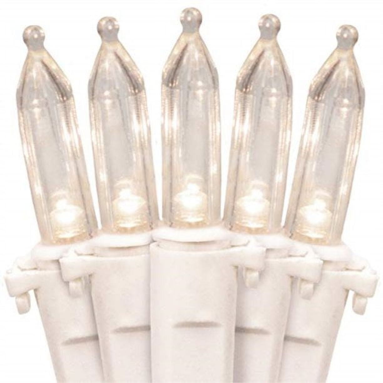 612 Vermont 100 White LED Christmas Lights on a White Wire Cord, UL Approved for Indoor and