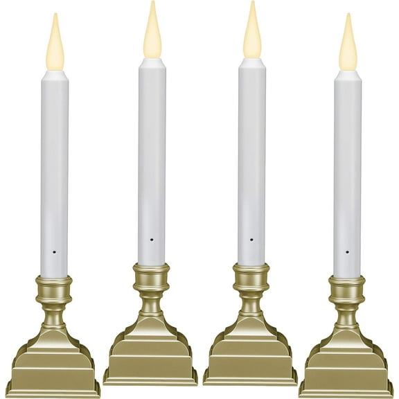 612 Vermont Battery Operated LED Window Candle with Sensor and 8 Hour Timer, Patented Dual LED Flicker Flame (Pewter)