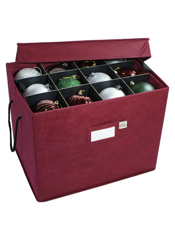 612 Vermont Christmas Ornament Storage Box with 4 Removable Trays, Holds 36 - 4" Ornaments, 17" x 13" x 13"
