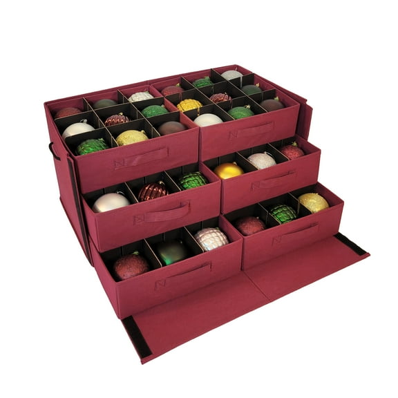 612 Vermont Christmas Ornament Storage Box with Adjustable Acid-Free Dividers, Holds 54 – 4" Ornaments