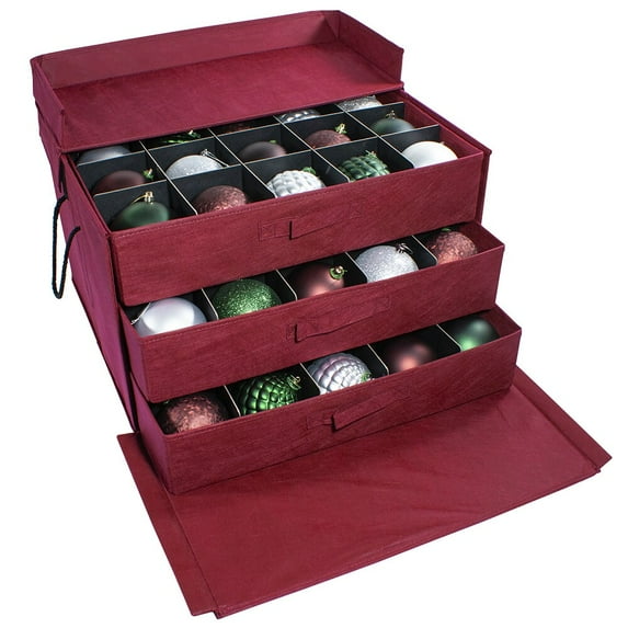 612 Vermont Christmas Ornament Storage Box with Pull-Out Drawers, Holds 60 - 4" Ornaments