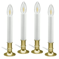 612 Vermont Electric LED Window Candles with Shatterproof Warm White Bulbs, Automatic Timer (Brass)
