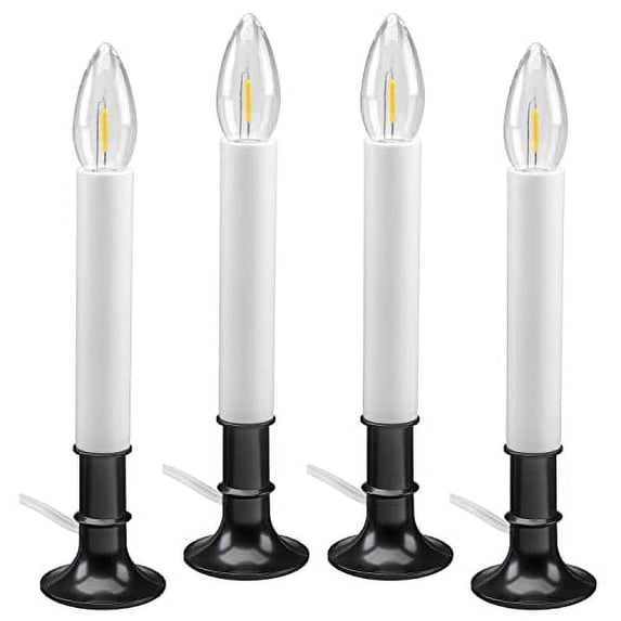 612 Vermont Electric LED Window Candles with Shatterproof Warm White Bulbs, On/Off Switch, VT-1160A-4 (Antique Black, Pack of 4)