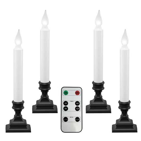 612 Vermont LED Battery Operated Window Candles with Timer, Remote Control, Bright Hot Spot, Flicker or Steady On, VT-R1506A-4 (Pack of 4, Antique Bronze)
