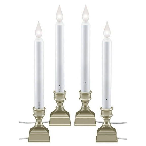 612 Vermont LED Electric Window Candles with Bright Hot Spot, Dusk to Dawn Sensor, VT-1270P-4 (Pack of 4, Pewter)