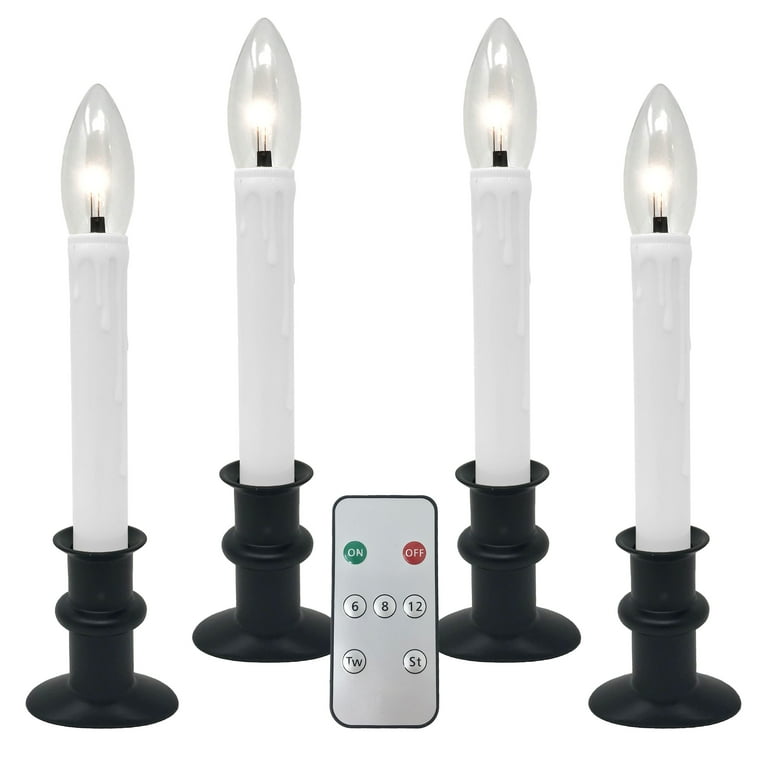 612 Vermont Slimline Ultra Bright LED Window Candles Battery Operated Remote Control Metal Base Matte Onyx
