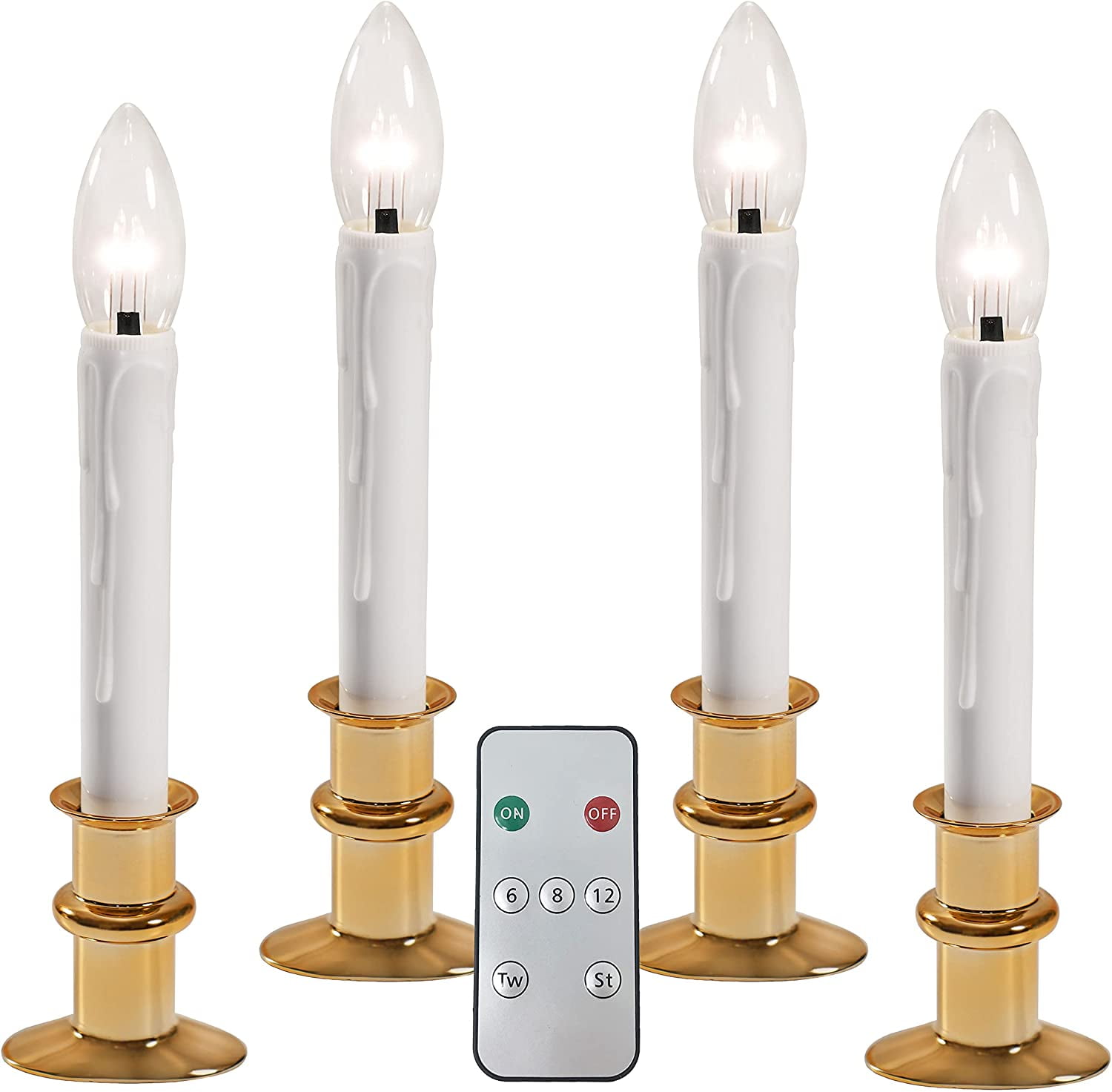 612 Vermont Slimline Ultra-Bright LED Window Candles, Battery Operated, Remote  Control, Metal Base (Polished Brass)