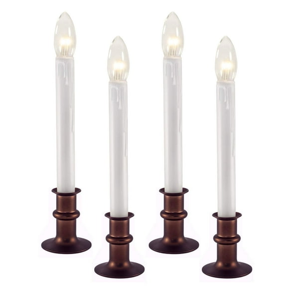 612 Vermont Ultra-Bright LED Christmas Window Candles with Timer, Battery Operated, Metal Base (Antique Bronze)