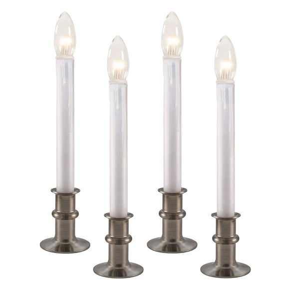 612 Vermont Ultra-Bright LED Christmas Window Candles with Timer, Battery Operated, Metal Base (Brushed Nickel)