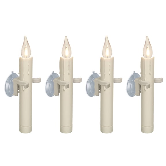 612 Vermont Vintage LED Battery Operated Suction Cup Window Candles with Timer, Bright Warm White Glow (VT-1806SC-4 , Pack of 4)