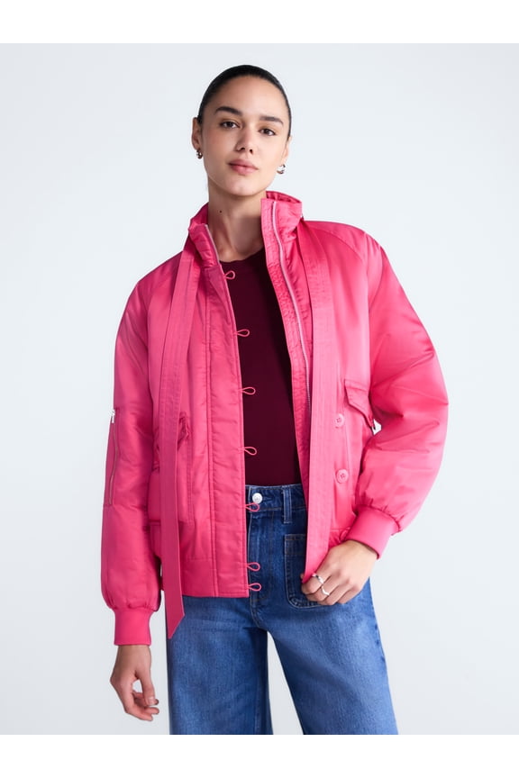 Women's Bow Tie Bomber Jacket, Sizes XS-XXL