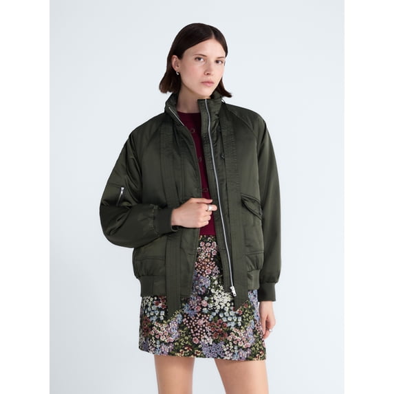 Free Assembly Women's Bow Tie Bomber Jacket, Sizes XS-XXL