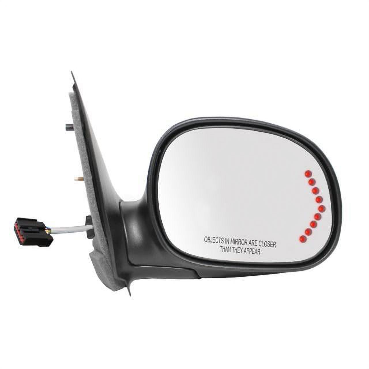 61209F - Fit System Passenger Side Mirror for 98-03 Ford F150 Pick-Up,  98-99 F250 LD Pick-Up, LED Arrow Turn Signal, black, chrome cover,  foldaway, Power (Will not fit on Crew Cab Models) -