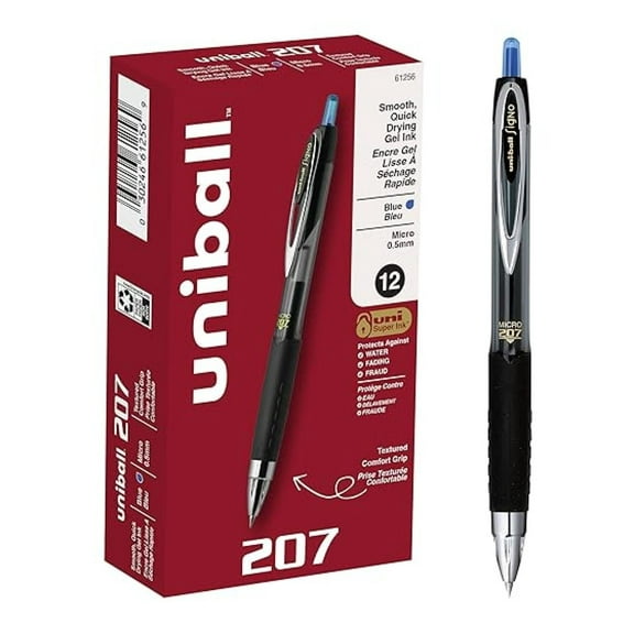 61256 207 Retractable Gel Pens, Micro Point (0.5mm), Blue, 12 Count