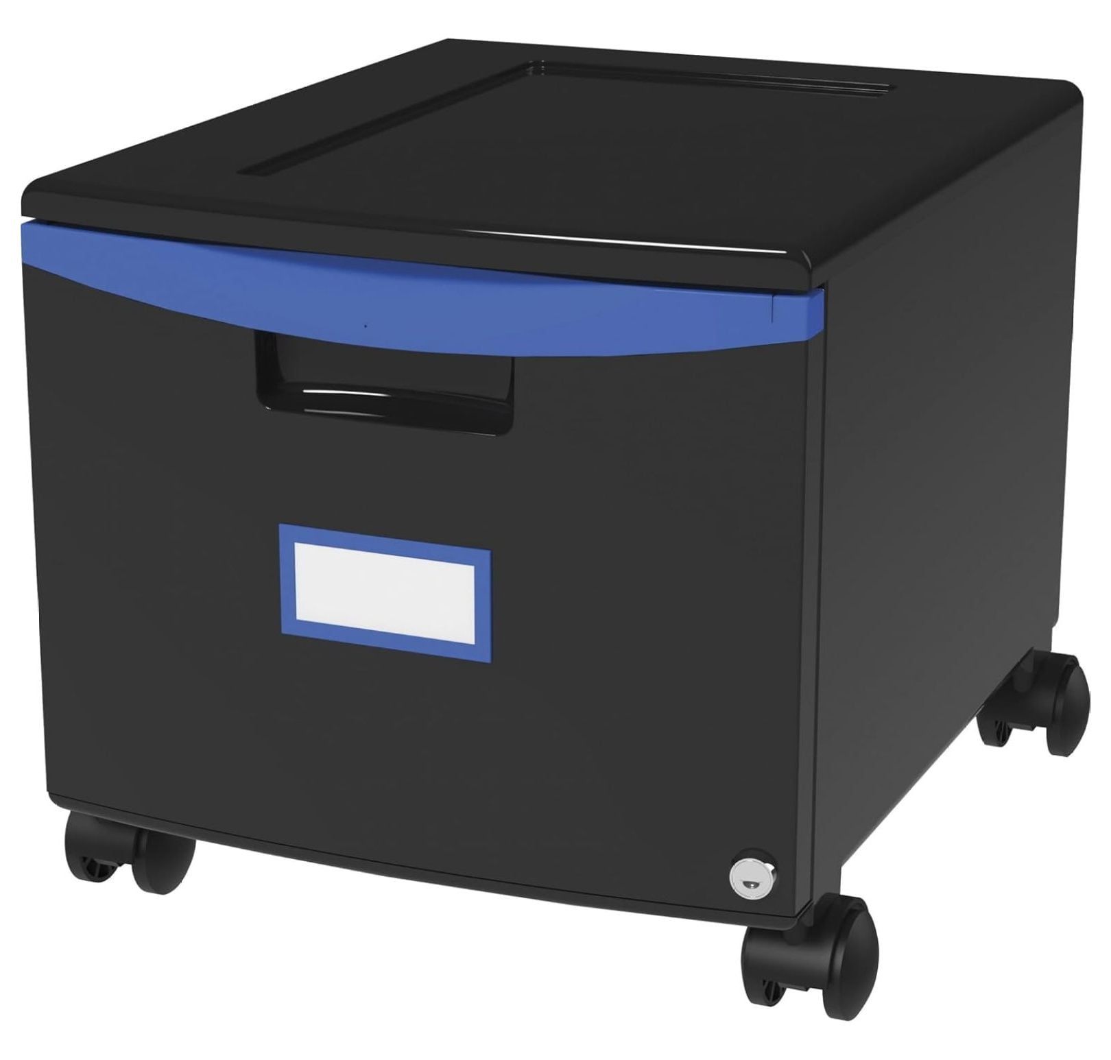 Black and Blue Mobile Lockable 2-Drawer File Cabinet
