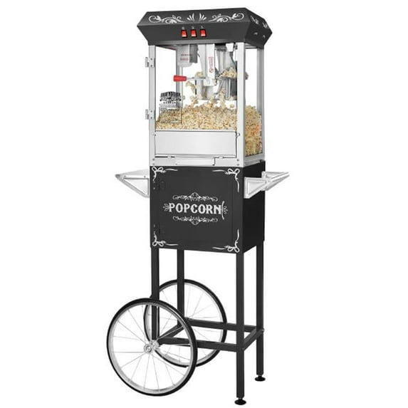 6127 Black GNP-800 All-Star Popcorn Popper Machine & Cart - 8 oz