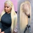 thumbnail image 1 of 613 Blonde Straight Human Hair Wigs for Women 13X4X1 T Part Lace Front Wig Middle Part Pre Plucked Hairline with Baby Hair 150% Density 20inch, 1 of 5