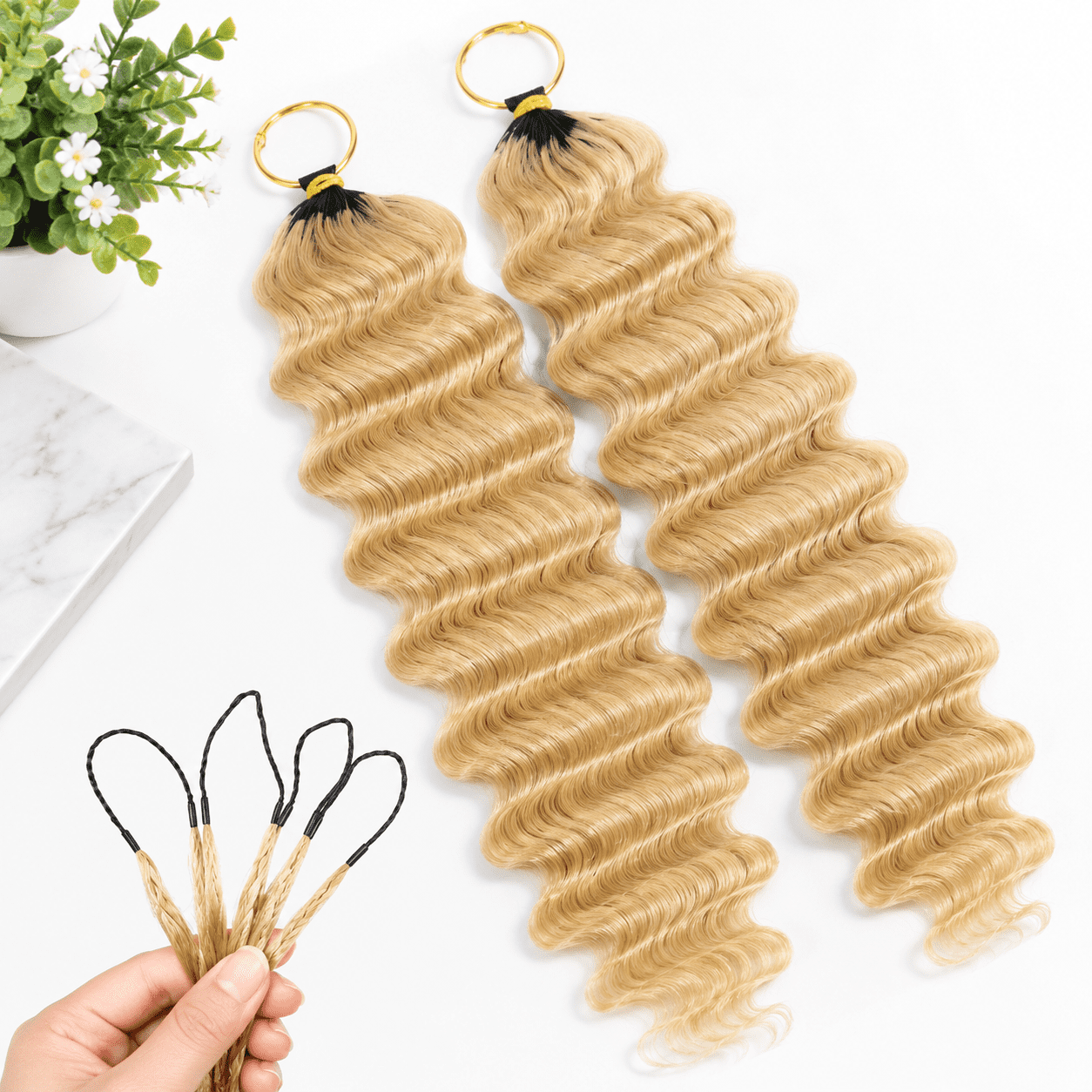 613(DW) 20 Inch Deep Wave Knotless Crochet Human Hair Extensions ...