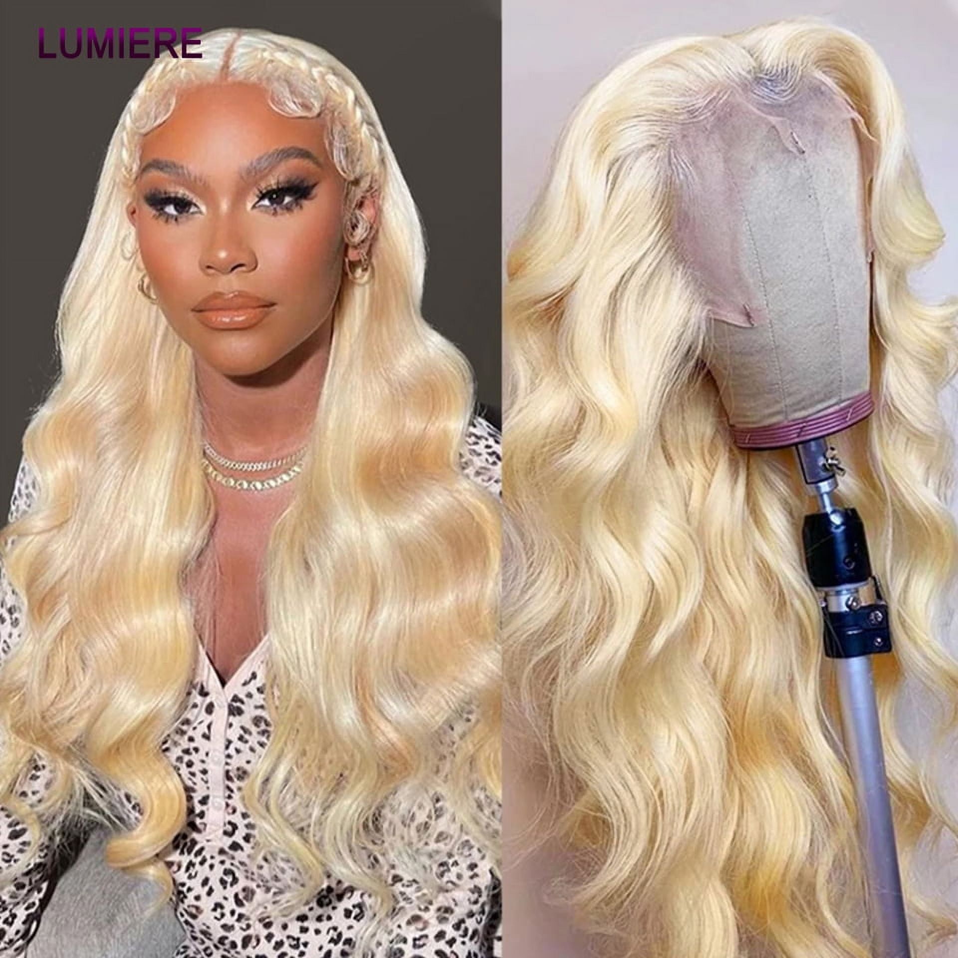 human hair blend lace front 613# platinum blonde wig. Human hair blend lace front platinum blonde wig main image 2