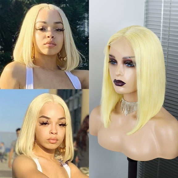 613# Human Hair Bob Wig Straight 13x4 Lace Front Wig Brazilian Remy Hair Wigs 12inch for Women Pre Plucked With Baby Hair Hair Replacement