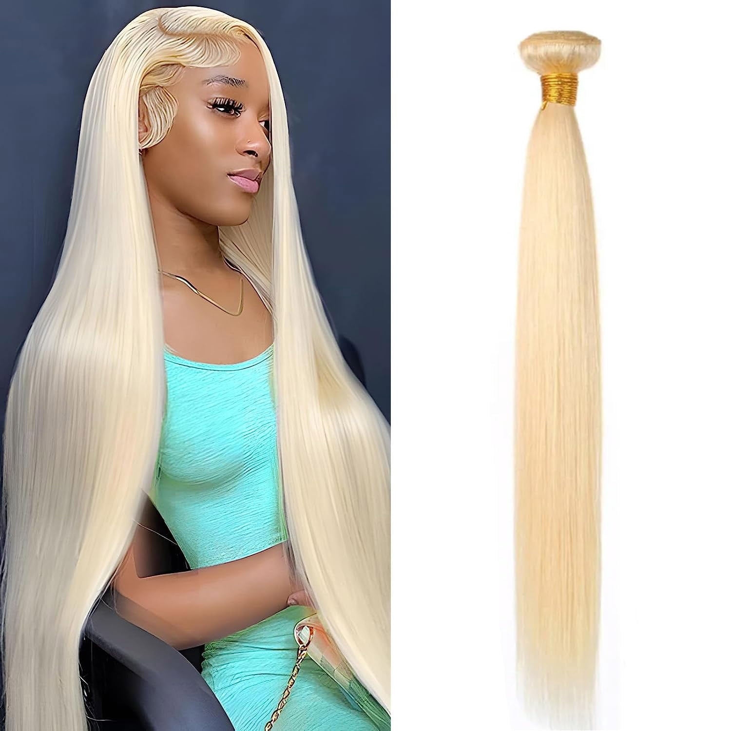 613 Human Hair Bundles 20 Inch Blonde Straight Bundles Human Hair 100% ...