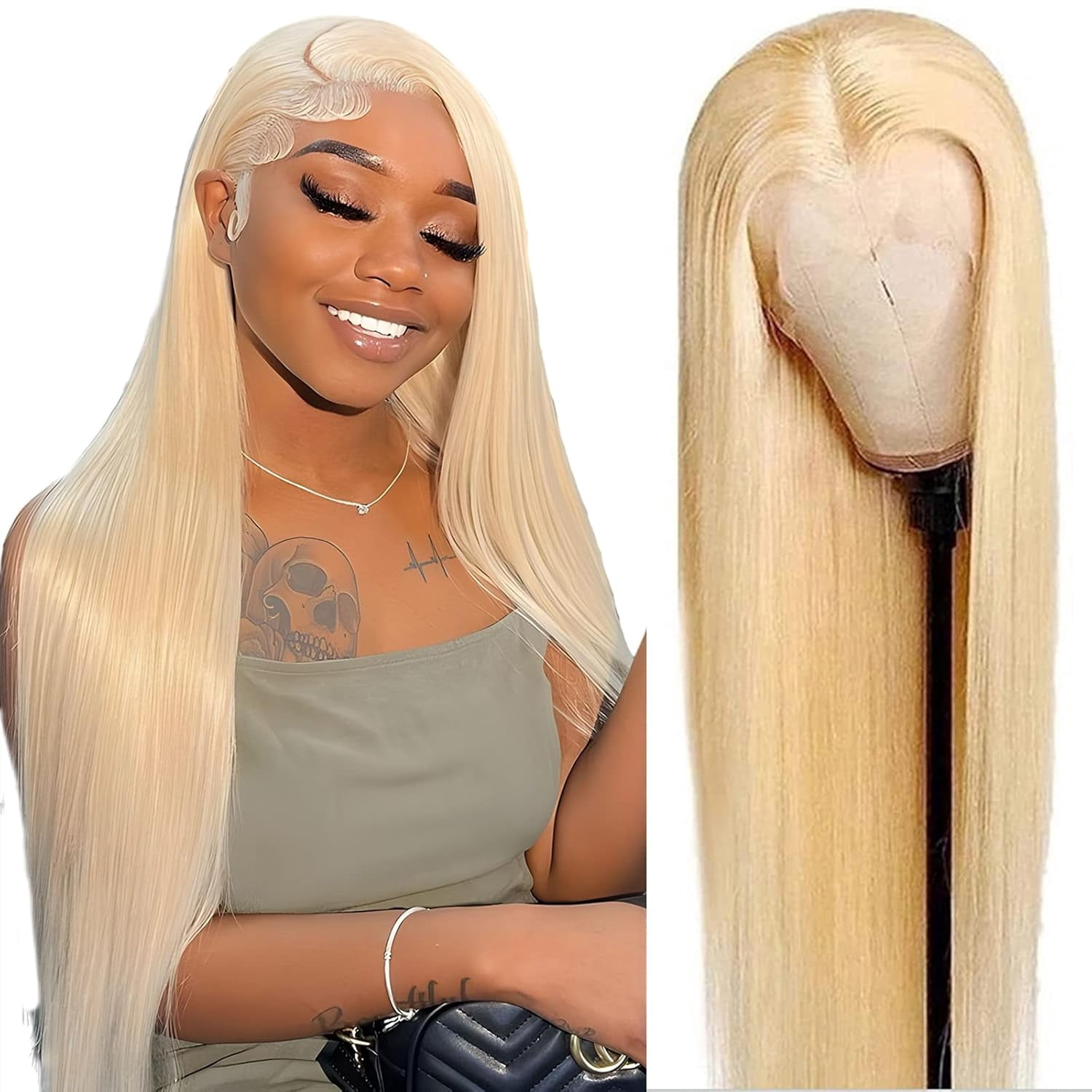 613 Lace Front Wig Human Hair Straight 13x4 Blonde Lace Front Wigs Human Hair 180% Density 613 HD Lace Frontal Wig 26 inch Blonde Glueless Wigs Human Hair Pre Plucked