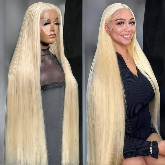 28Inch 613# Lace Front Wig Human Hair Straight Blonde Wig Human Hair 613# 13x4 Lace Front Wig Human Hair 180% Density Pre Plucked Blonde Lace Front Wigs for Women