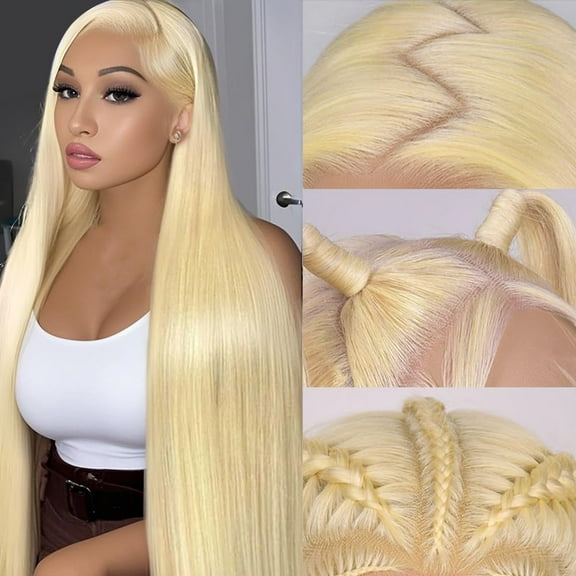 613 Lace Front Wig Human Hair Straight Blonde Wig Human Hair 613 13x4 Lace Front Wig Human Hair 200% Density Pre Plucked Blonde Lace Front Wigs for Women