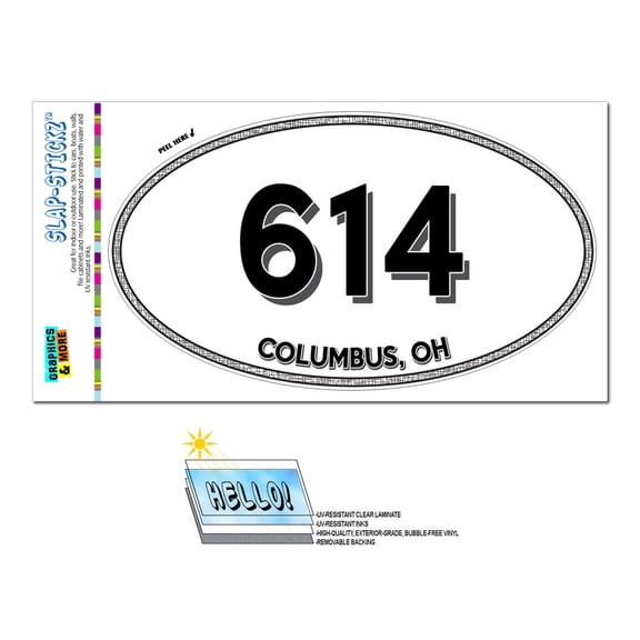 614 - Columbus, OH - Ohio - Oval Area Code Sticker