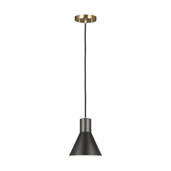 6141301EN3-848-Generation Lighting-Sea Gull Lighting-Towner-60W One Light Mini-Pendant in Transitional Style-7 Inch wide by 8.5 Inch high-Satin Brass