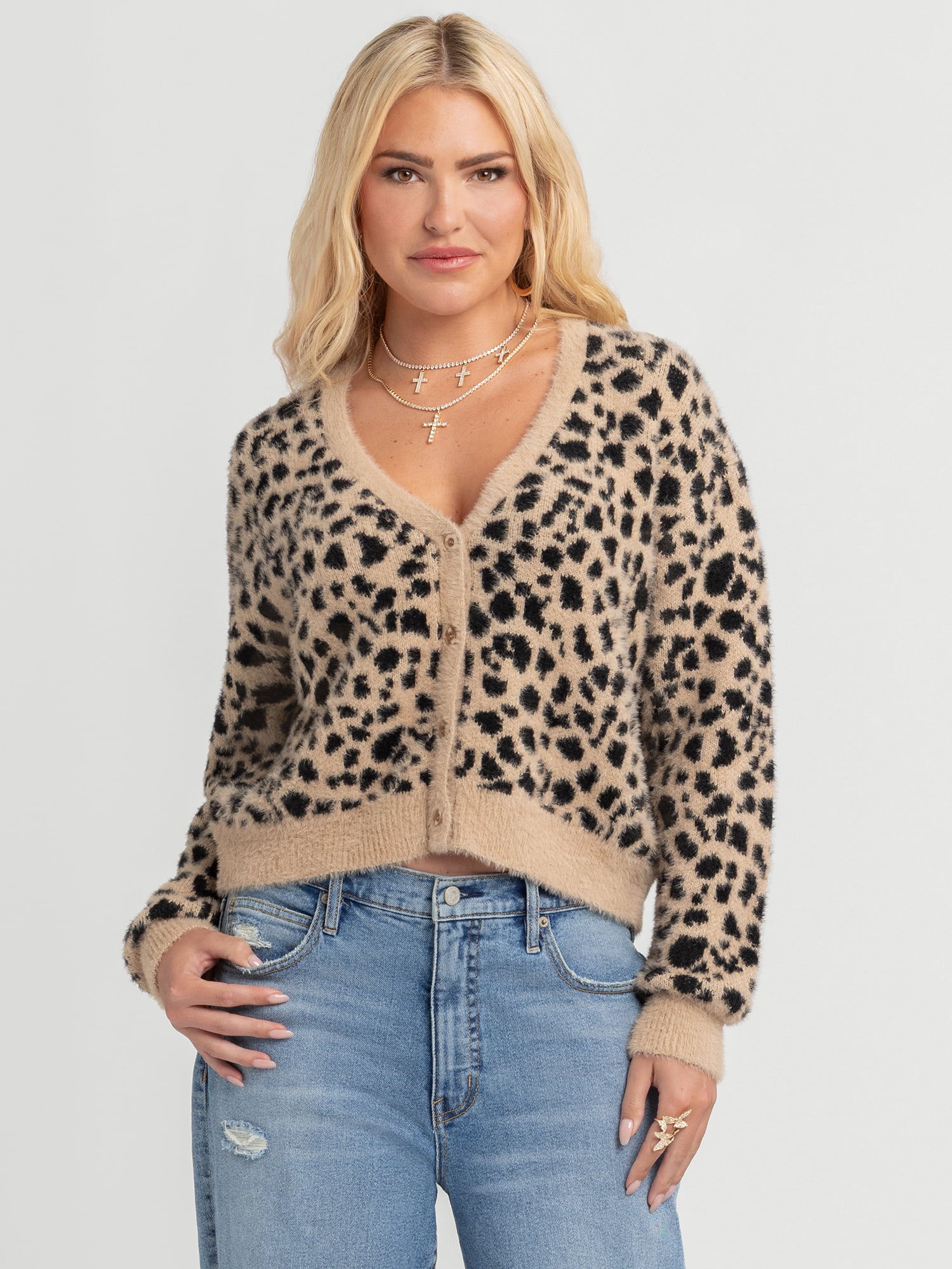 Jessica Simpson Women's Dionne Eyelash Cardigan Sweater, Midweight