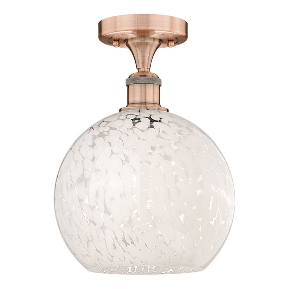 Innovations Lighting - White Mouchette - 1 Light Semi-Flush Mount In Modern