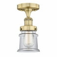 thumbnail image 1 of Innovations Lighting  Canton - 1 Light 5" Semi-Flush Mount Clear/Brushed Brass, 1 of 5