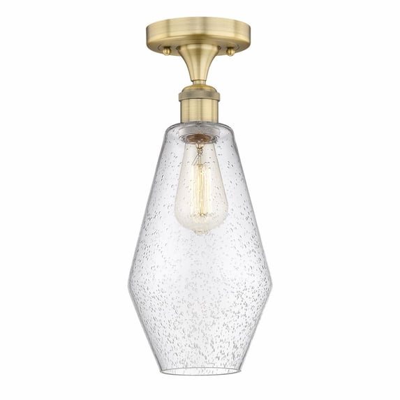 Innovations Lighting Cindyrella - 1 Light 7" Semi-Flush Mount Brushed Brass/Seedy