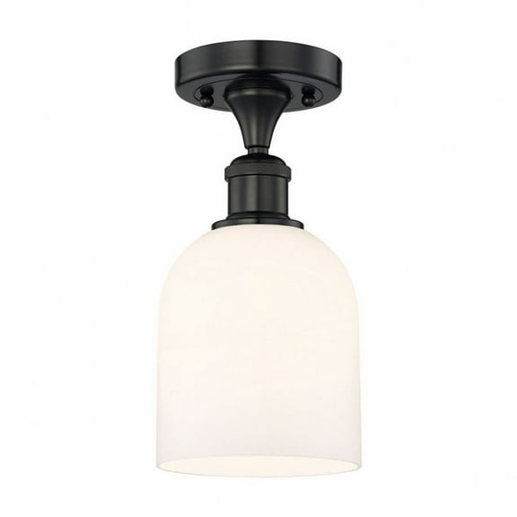 616-1F-BK-G558-6GWH Innovations Lighting Bella - 1 Light Semi-Flush Mount In Industrial Style-9.63 Inches Tall and 5.5 Inches Wide-Matte Black
