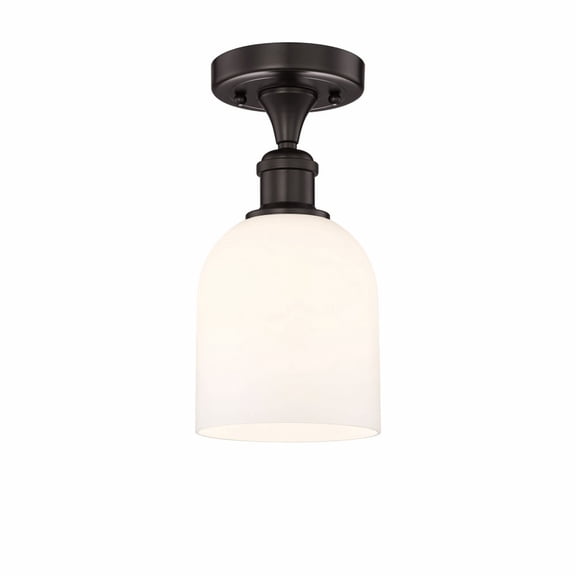 616-1F-OB-G558-6GWH Innovations Lighting Bella - 1 Light Semi-Flush Mount In Industrial Style-9.63 Inches Tall and 5.5 Inches Wide-Oil Rubbed Bronze