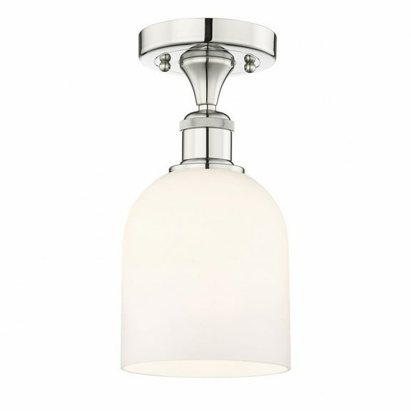 616-1F-PN-G558-6GWH Innovations Lighting Bella - 1 Light Semi-Flush Mount In Industrial Style-9.63 Inches Tall and 5.5 Inches Wide-Polished Nickel