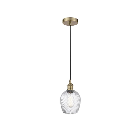616-1P-AB-G292 Innovations Lighting Salina - 1 Light Cord Hung Mini Pendant In Industrial Style-9.75 Inches Tall and 5 Inches Wide-Antique Brass