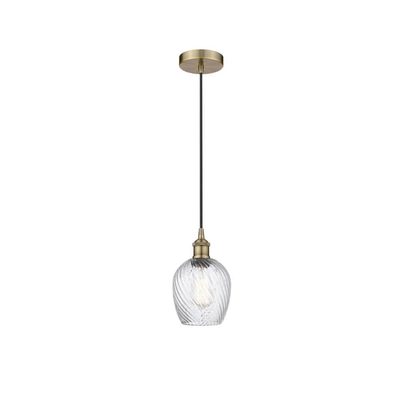 616-1P-AB-G292 Innovations Lighting Salina - 1 Light Cord Hung Mini Pendant In Industrial Style-9.75 Inches Tall and 5 Inches Wide-Antique Brass