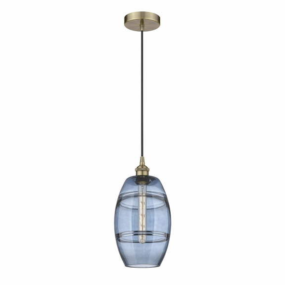 616-1P-AB-G557-8BL Innovations Lighting Vaz - 1 Light Cord Hung Mini Pendant In Industrial Style-9.88 Inches Tall and 8 Inches Wide-Antique Brass