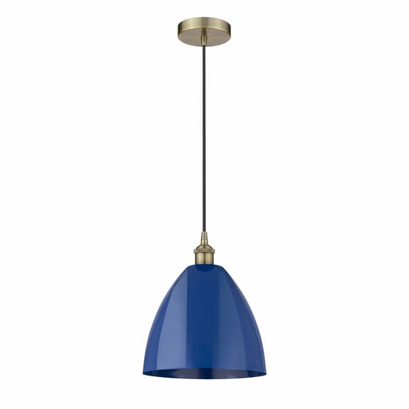 616-1P-AB-MBD-12-BL-Innovations Lighting-Plymouth Dome - 1 Light Cord Hung Mini Pendant In Industrial Style-14.75 Inches Tall and 12 Inches