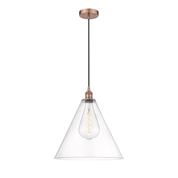 616-1P-AC-GBC-162-Innovations Lighting-Berkshire - 1 Light Cord Hung Mini Pendant In Modern Style-18 Inches Tall and 16 Inches Wide-Antique Copper
