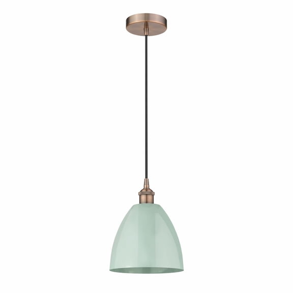 616-1P-AC-MBD-9-SF-Innovations Lighting-Plymouth Dome - 1 Light Cord Hung Mini Pendant In Industrial Style-12.88 Inches Tall and 9 Inches Wide-Antique