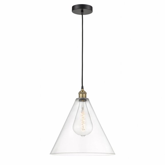 Innovations Lighting  Berkshire - 1 Light 16" Cord Hung Mini Pendant Clear/Black Antique Brass