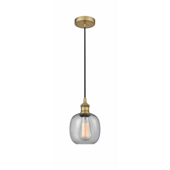 616-1P-BB-G104 Innovations Lighting Belfast - 1 Light Cord Hung Mini Pendant In Industrial Style-9.75 Inches Tall and 6 Inches Wide-Brushed Brass